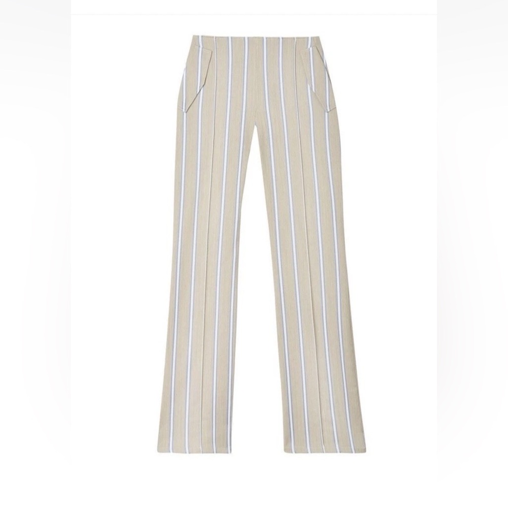 ADEAM Japan Intermix blue gray striped bootleg flare dresss pants w pockets 2
